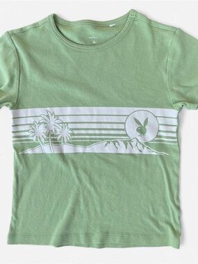 PacSun x Playboy Light Green Graphic Tee with White Island Print Size Small